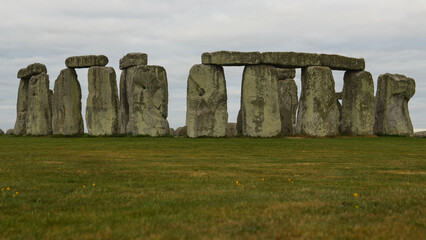 Overcast skies over Stonehenge in England, UK