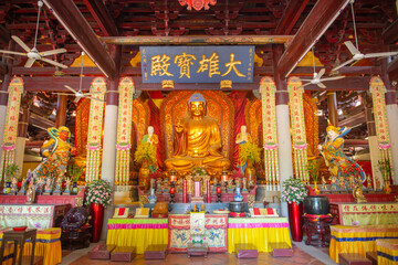 Gautama Buddha shrined in Mahavira Hall of Southern Shaolin. This temple is the branch of Shaolin Temple from Central China, located in Mount QIngyuan in city of Quanzhou, Fujian Province, China. 