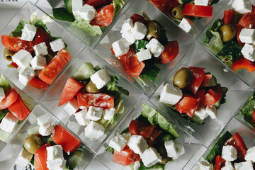 Fresh Greek Salads in Clear Containers