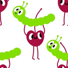 Summer fruit seamless cherry berry pattern for wrapping paper and fabrics