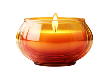 A solitary candle flame burning brightly casting a warm inviting glow into the darkness on transparent background