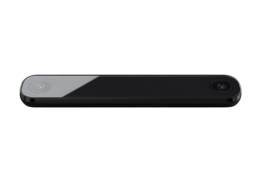 A sleek device representing advanced technology capturing depth and motion set against a black on transparent background