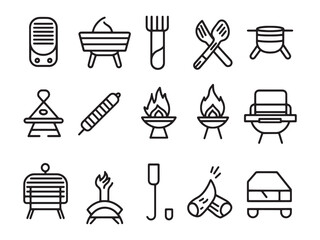 Campfire Grill Minimalist 2D Line Art Version