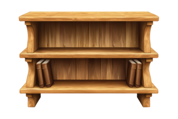 A rustic wooden bookcase inviting stories and knowledge stands ready to fill a cozy home with on transparent background
