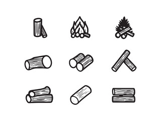 Campfire Logs Minimalist 2D Line Art Version