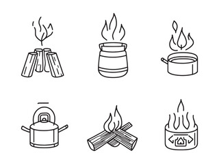 Campfire Pot Holder Minimalist 2D Line Art Version