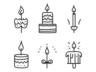 Candle Cake Topper Ultra Minimalist 2D Line Art
