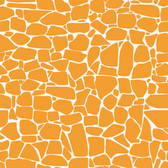Seamless vector pattern with stones resembling a monochromatic ramdom mosaic texture. Orange on a white background, for decorating your designs