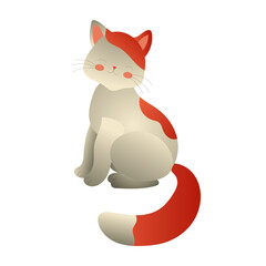Kitten. Cute white cat with red spots. Vector illustration isolated on white background.