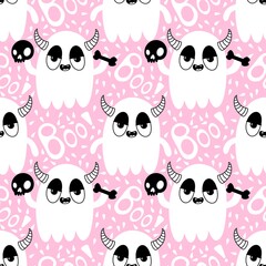 Halloween ghost seamless cute cartoon pattern for wrapping paper and fabrics