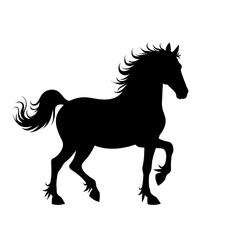 A sleek silhouette of a majestic horse in motion, embodying grace and power against a minimalist background, creating a captivating visual.