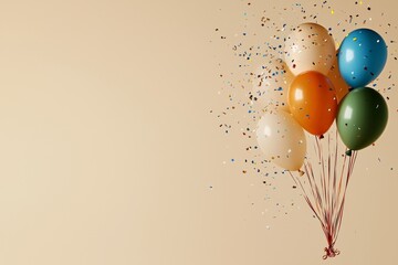 Colorful Balloons Celebrate a Joyful Occasion With Confetti in a Festive Setting