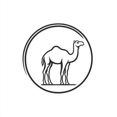 Monoline camel graphic design in circular frame