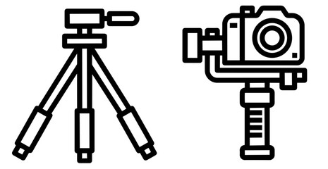 Tripod and Handheld Camera Stabilizer with Attached DSLR – Professional Filming and Photography Equipment Used in Video Production, Studio Shooting, and Vlogging Setups    © OS