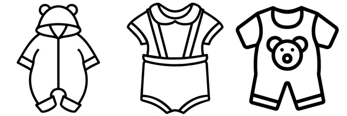 Set of Baby Clothes – Hooded Jumpsuit, Bodysuit, and Summer Romper with Bear Print Representing Infant Fashion, Newborn Outfits, Comfortable Clothing for Toddlers and Daily Babywear