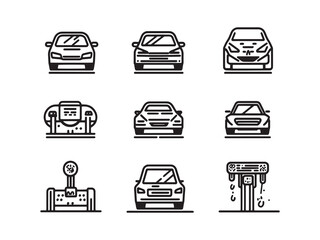 Car Wash Ultra Minimalist 2D Line Art
