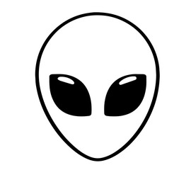 Alien Head with Large Black Eyes – Extraterrestrial Being Symbol, Sci-Fi Concept of Space Creatures, UFO Mystery, Galactic Lifeform and Futuristic Alien Face Design
