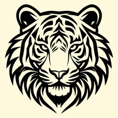 Black and white style Tiger Head Logo Icon Vector Illustration