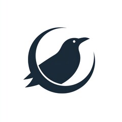Fototapeta premium Dark silhouette of a bird within a crescent moon