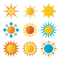 Modern Sun Icon Bundle for Summer