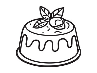 Cassata Cake Simple 2D Line Illustration