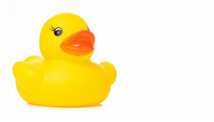 Unique Yellow Rubber Duck Isolated on White Background with Clipping Path