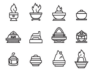 Casting Furnace Minimalist 2D Line Art
