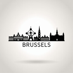 Fototapeta premium Brussels Skyline Silhouette — European Capital City Vector Illustration