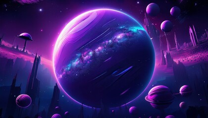 surreal futuristic space scene with a purple planet space futuristic surreal purple planet stars