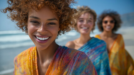 Women enjoying a summer day at the beach with positive vibes