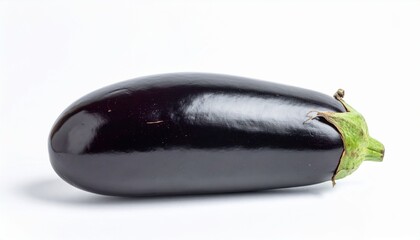 Whole eggplant on white background with full depth of field for vegan food or Mediterranean cuisine concept