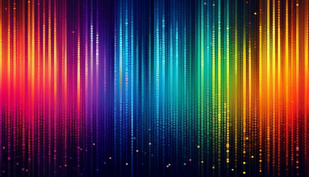 vibrant abstract background with vertical lines and dots in a rainbow gradient pattern