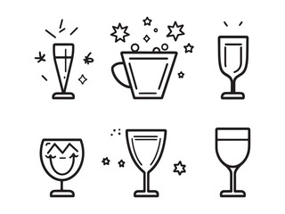 Celebration Cup Ultra Minimalist 2D Line Art