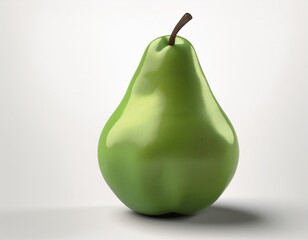 smooth green pear isolated on white 3d illustration