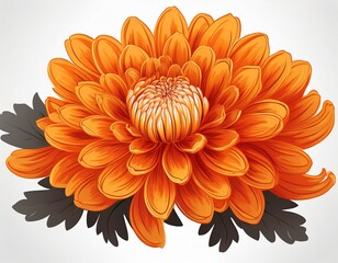 vibrant orange chrysanthemum flower large chrysanthemum flower isolated on white background