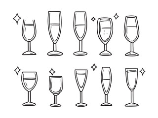 Champagne Celebration Minimalist Illustration