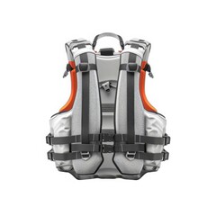 Naklejka premium Life vest safety equipment back view on white background