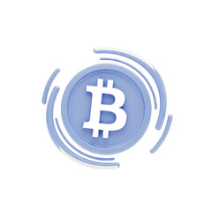Obraz premium 3D Render Icon of a Bitcoin Coin with Surrounding Circles, Symbolizing Cryptocurrency or Digital Currency
