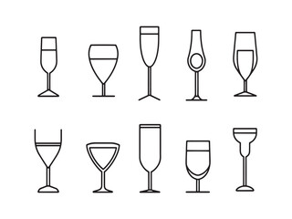 Champagne Flute Ultra Minimalist Line Art