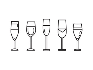 Champagne Glass Ultra Minimalist Line Art
