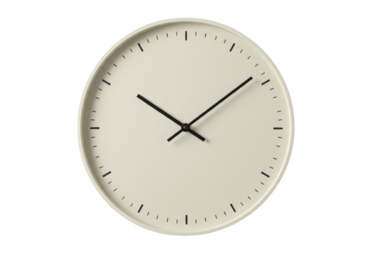 Simple beige analog clock isolated on transparent background, perfect for minimalist home or office decor - Powered by Adobe