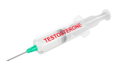 Syringe with Testosterone. 3D rendering isolated on transparent background