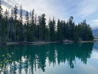 Dam and Mountains in Canmore Canada