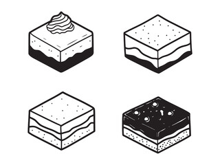 Cheesecake Brownie Simple Line Art