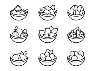 Chilled Fruit Salad Line Art Design