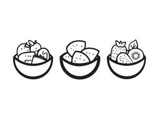 Chilled Fruit Salad Clean Line Drawing