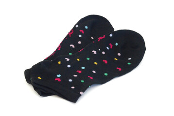 Isolated colorful socks with stripes on white background