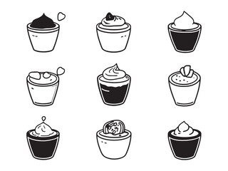 Modern Chocolate Pudding Outline Clipart