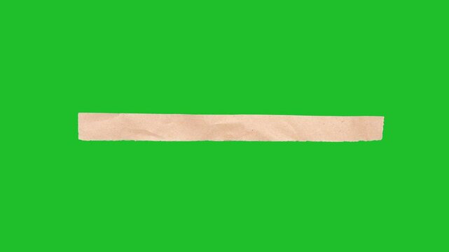 Crumpled Craft-Paper Lower Third. Narrow sinle line long Placegolder. Stop-motion kraft paper banner crumples into place then smooths, revealing wrinkled texture and clean alpha for titles.