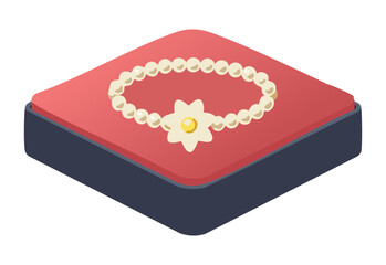 Pearl Bracelet with Flower Gift Box
